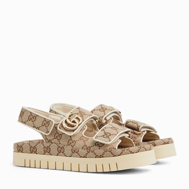 Sandalia de piel con Doble G para mujer