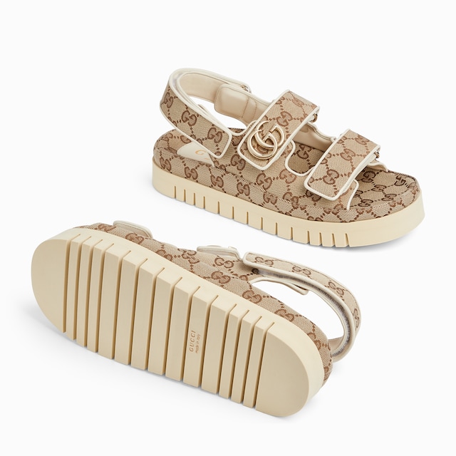Sandalia de piel con Doble G para mujer