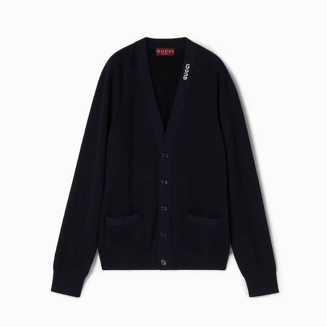 Silk cotton cardigan with intarsia
