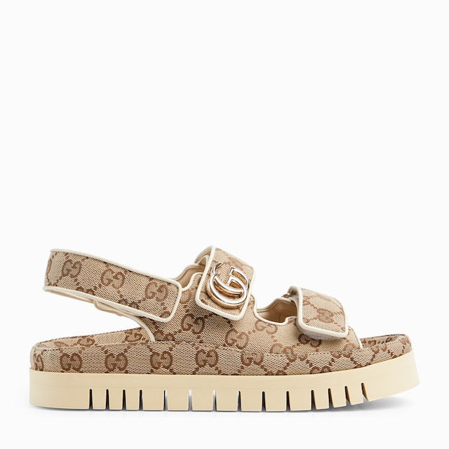 Sandalia de piel con Doble G para mujer