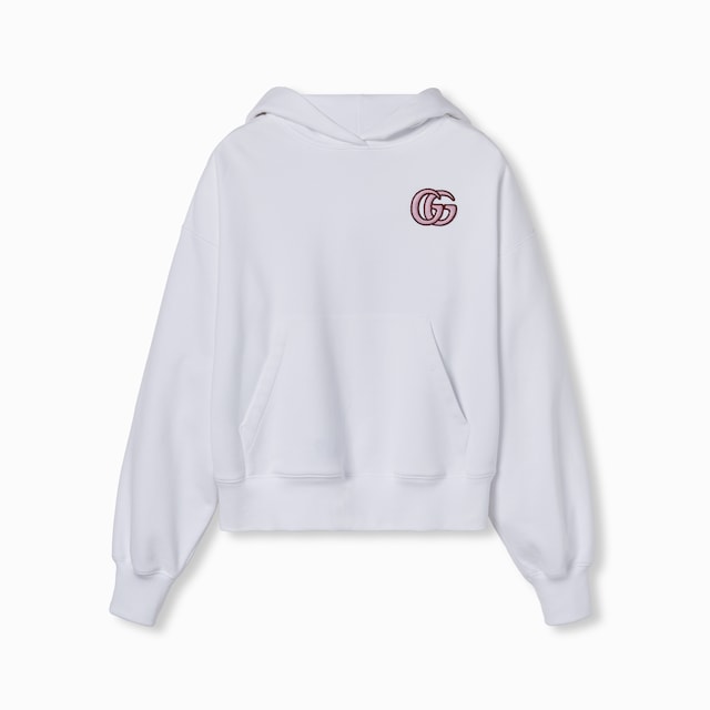 Embroidered cotton jersey hooded sweatshirt