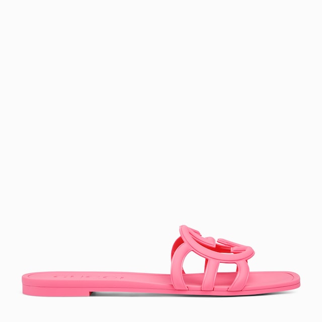 Women's Interlocking G slide sandal in pink rubber | GUCCI® US