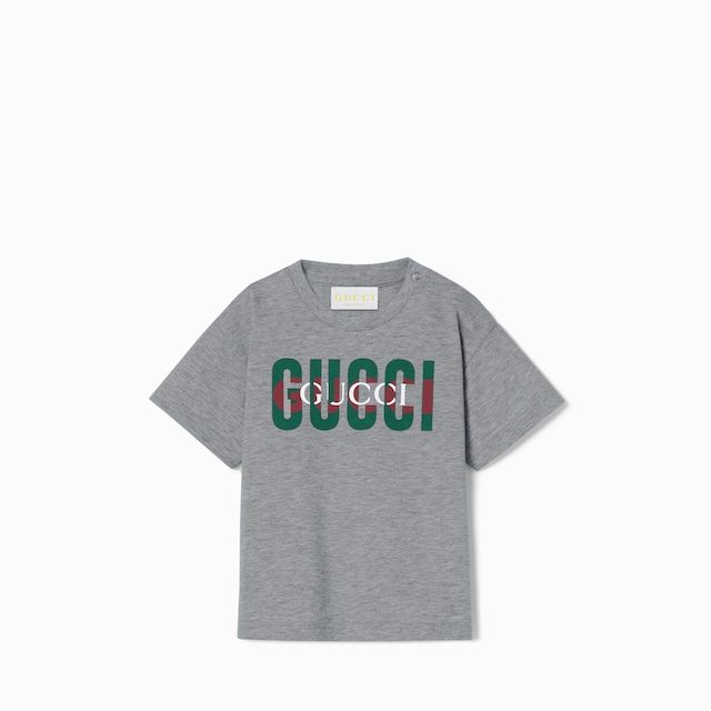 GUCCI Tシャツ グレー Printed cotton jersey T-shirt in grey | GUCCI® US
