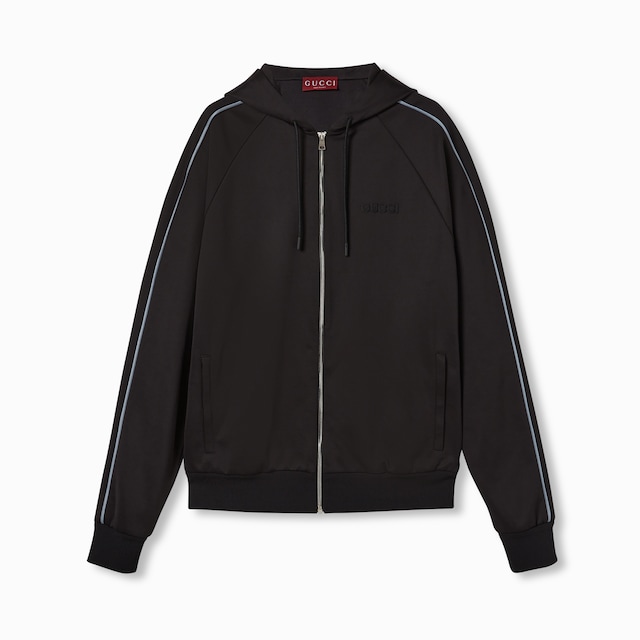 Embroidered jersey zip jacket