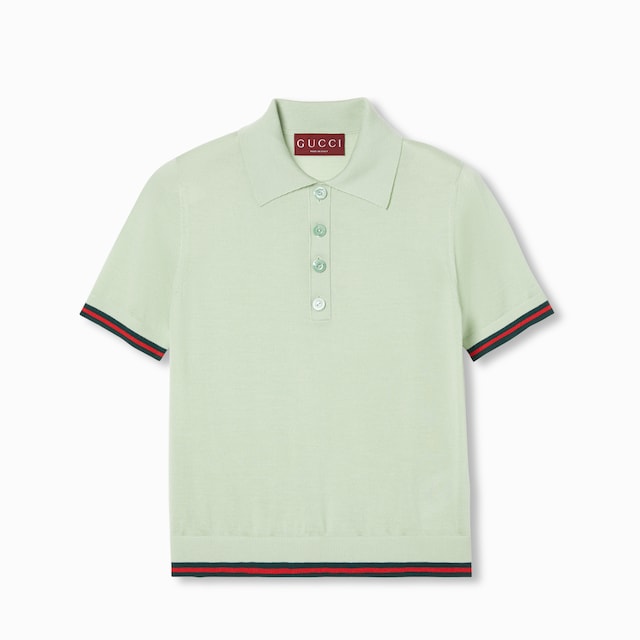 Extra fine cashmere silk polo top