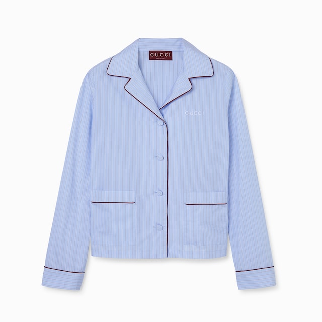 Striped cotton shirt with embroidery