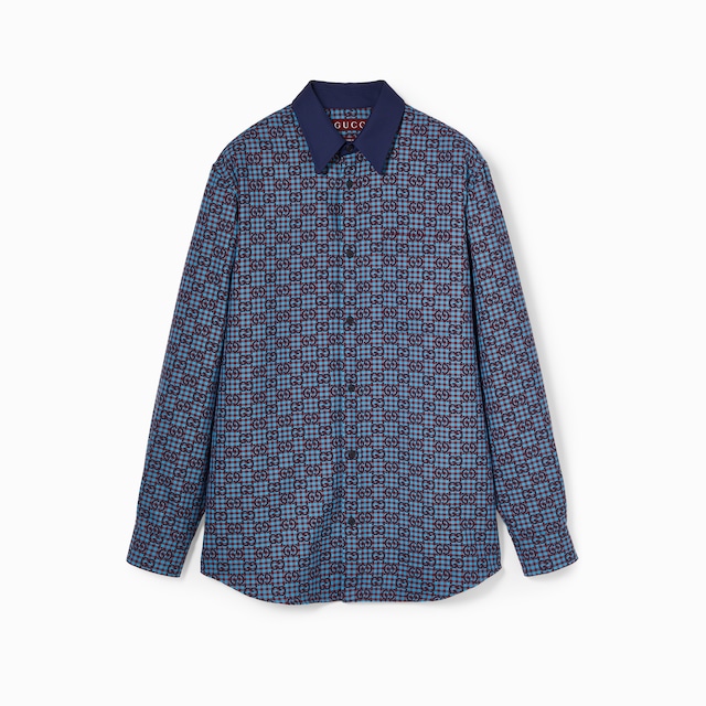 GG vichy cotton wool jacquard shirt