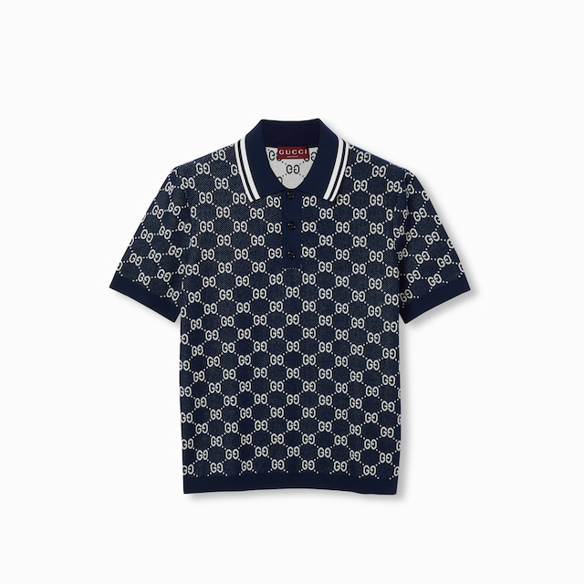 GG cotton knit jacquard polo shirt