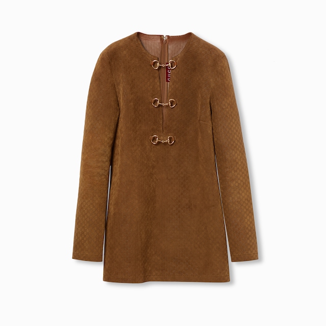 GG suede dress with Horsebit detail