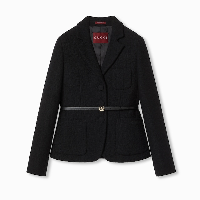 Wool bouclé jacket with embroidery