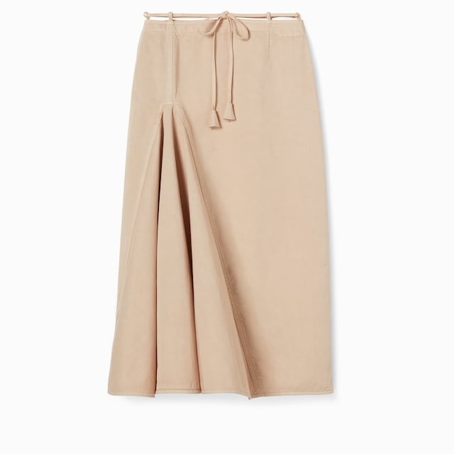Cotton linen skirt with pleats