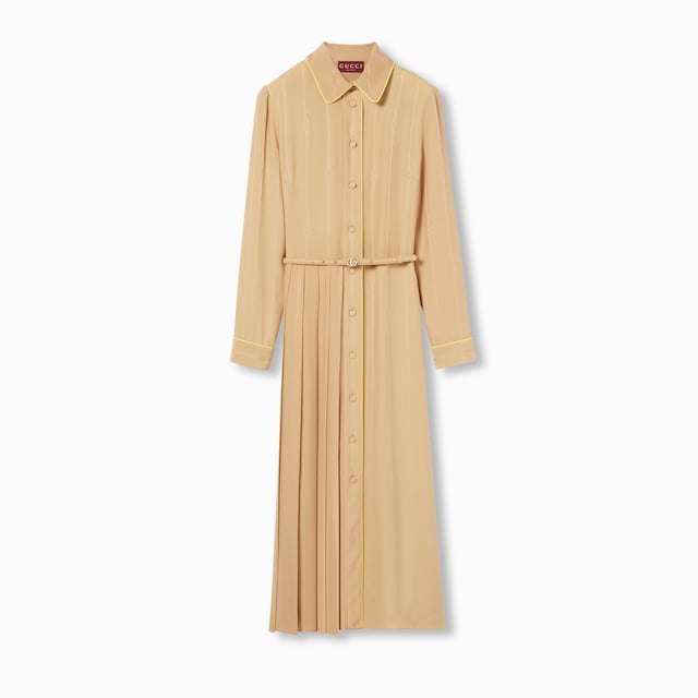 Chain and belt silk jacquard dress
