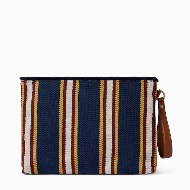 Embroidered large canvas pouch