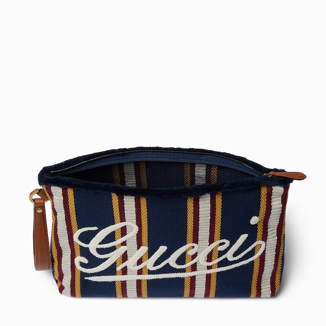 Embroidered large canvas pouch