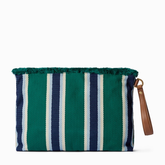 Embroidered large canvas pouch