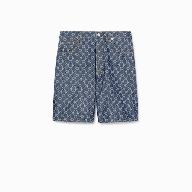 Low waist GG denim jacquard shorts