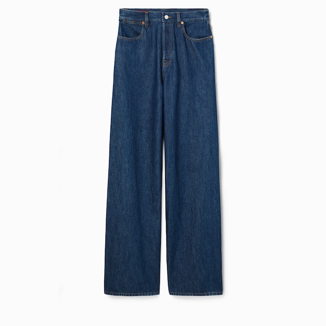 Wide leg denim trousers