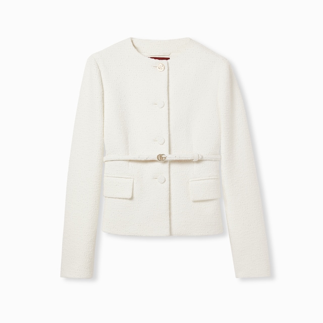 Cotton bouclé belted jacket