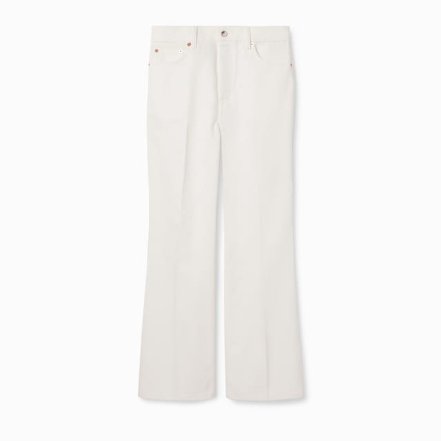 Cropped flared denim trousers