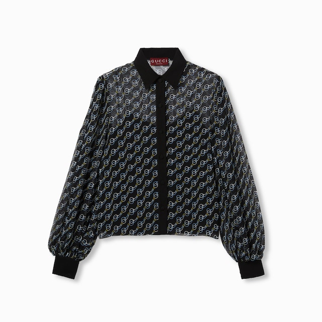 Printed silk creponne shirt