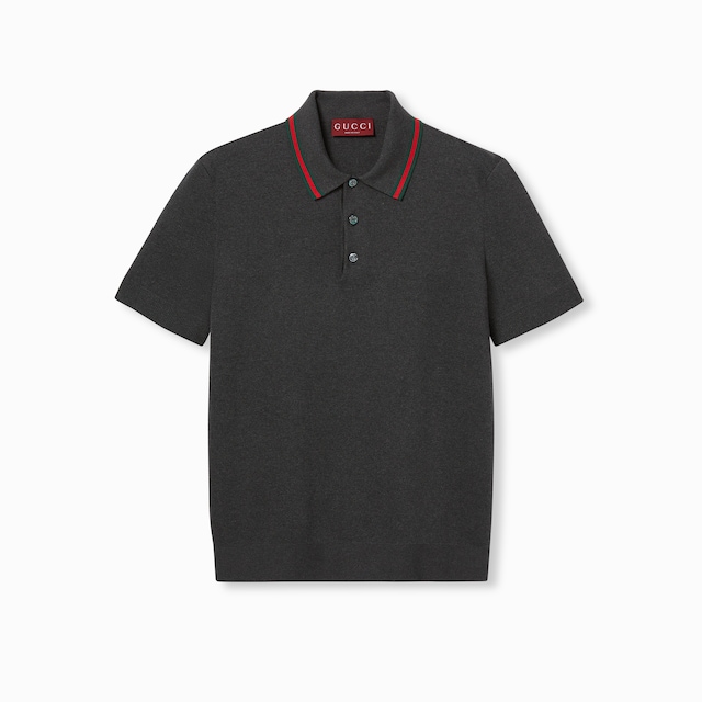 Silk cotton polo shirt with Web