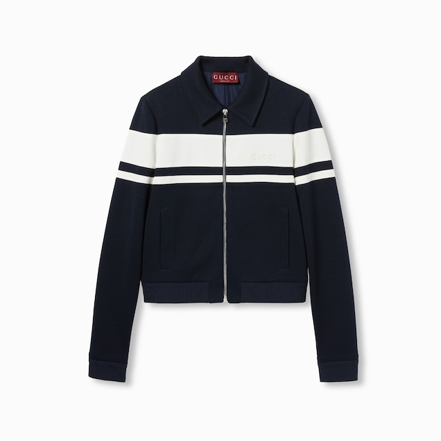 Cotton jersey jacket with embroidery