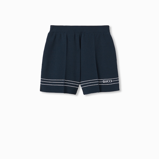 Fabric shorts with intarsia