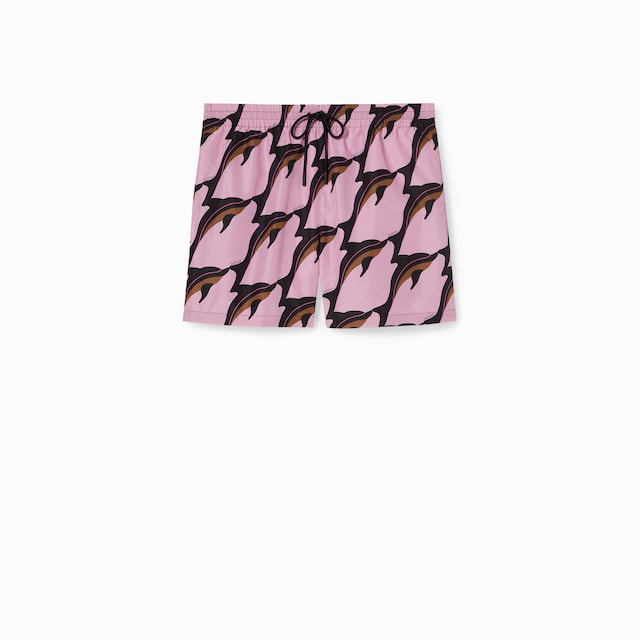 Printed technical poplin swim short