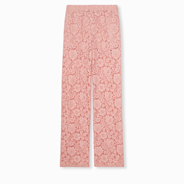 Pantalon en dentelle à imprimé fleuri avec inscription Gucci