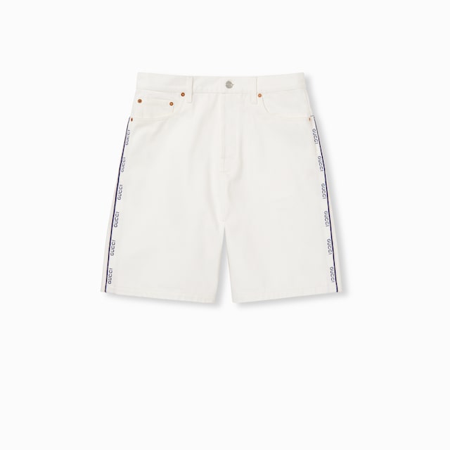 Short en denim avec lisière Gucci