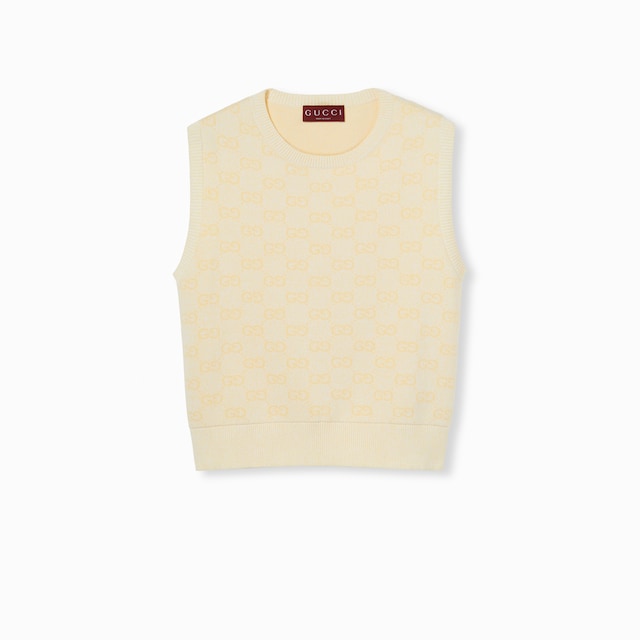 Fine GG cotton sleeveless top