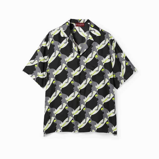 Printed silk bowling shirt