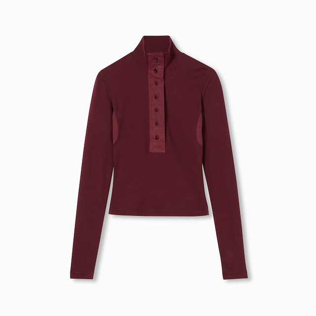 Cotton rib long-sleeve T-shirt