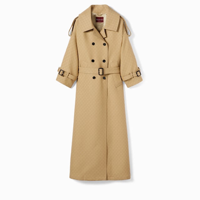 GG crêpe silk wool double-breasted coat