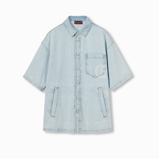 Lasered denim shirt