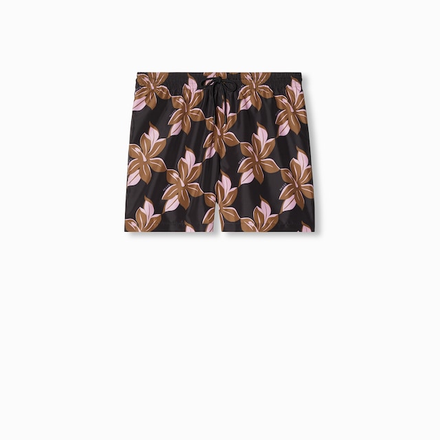 Printed technical poplin swim short