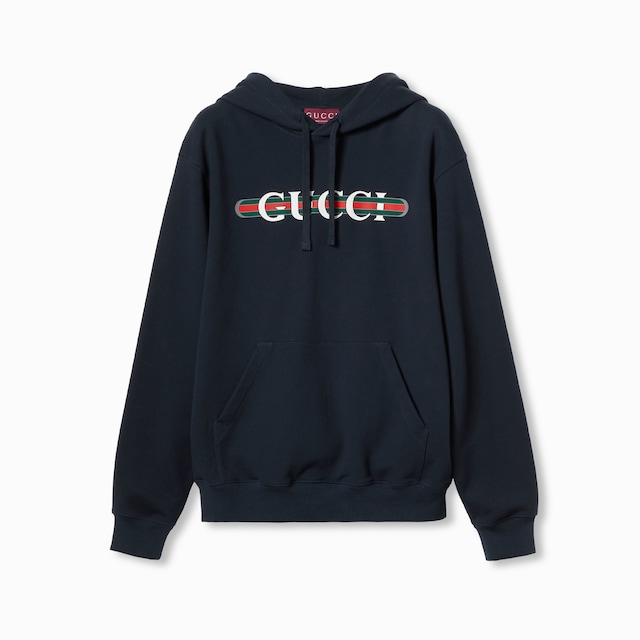 Printed cotton jersey hooded sweatshirt