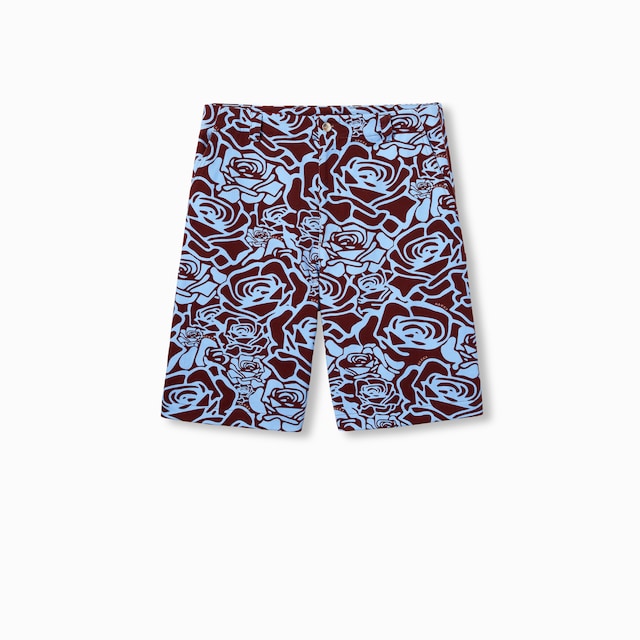 Short en gabardine de coton imprimé