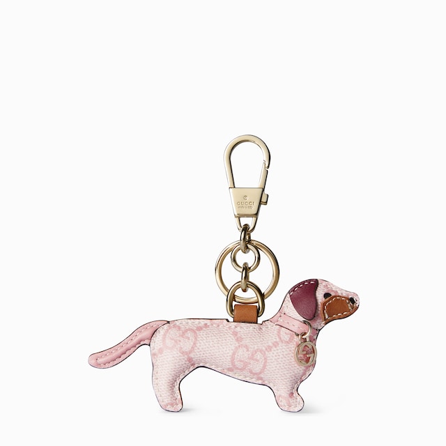 GUCCI ドッグ シェイプ バッグチャーム Dog-shaped bag charm in beige and dark brown canvas | GUCCI® US