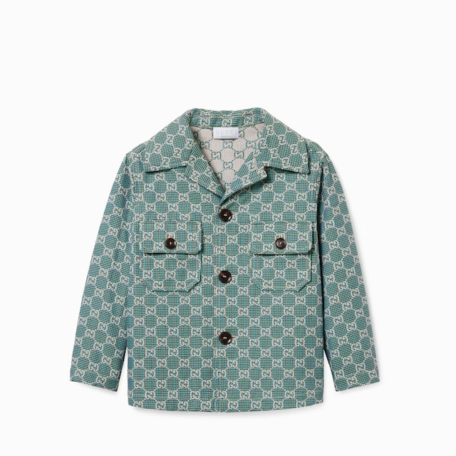Veste pour enfant en coton GG à imprimé pied-de-poule