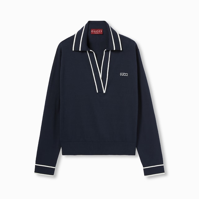 Poloshirt aus Baumwolle mit Gucci Intarsie
