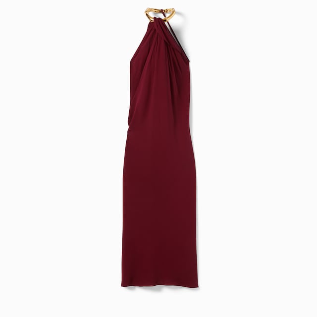 Silk crêpe sablé mid-length dress