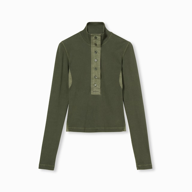 Cotton rib long-sleeve T-shirt