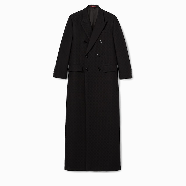 GG silk wool crêpe double-breasted coat