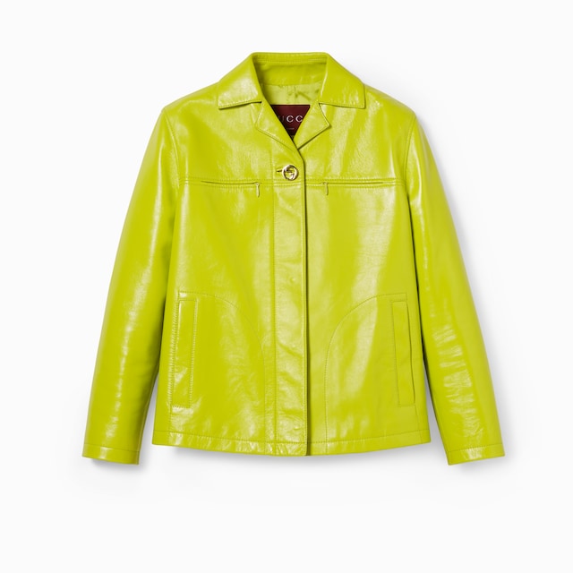 Shiny leather boxy jacket