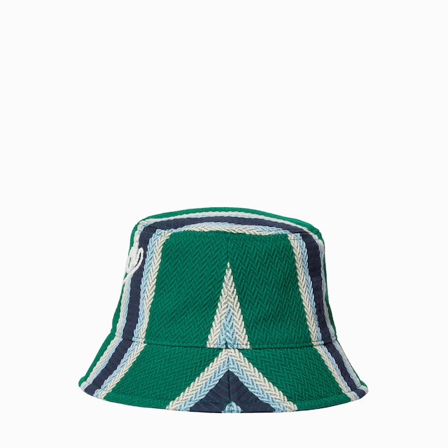 Striped canvas bucket hat with embroidery