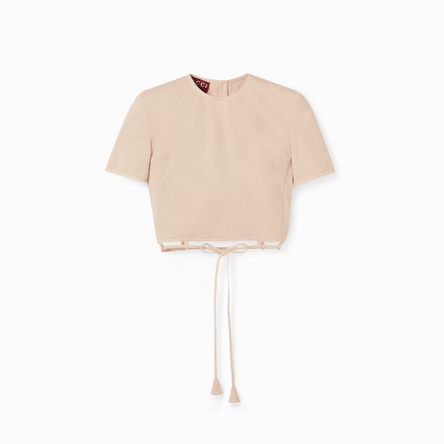 Cotton linen top with tie hem