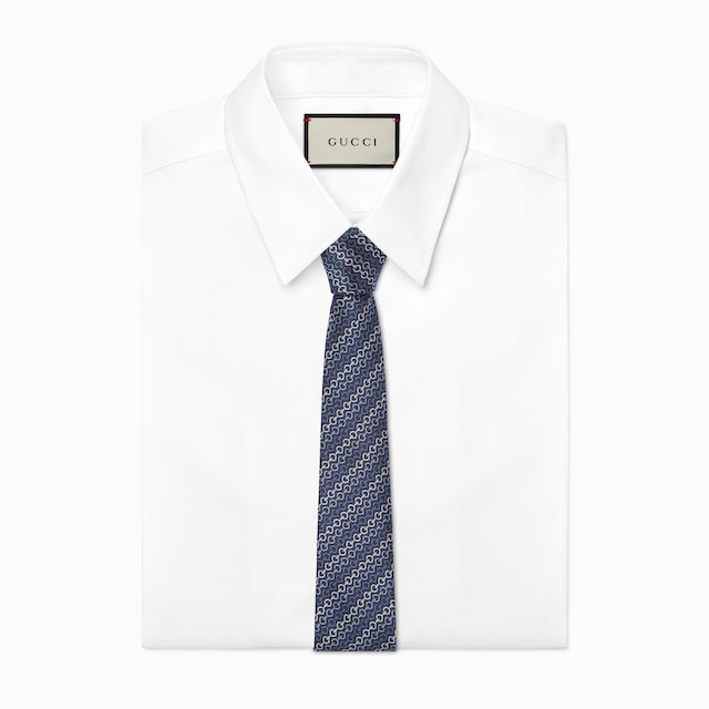 Horsebit silk jacquard tie