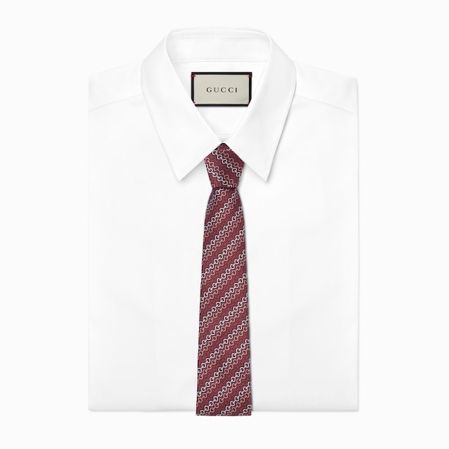 Horsebit silk jacquard tie