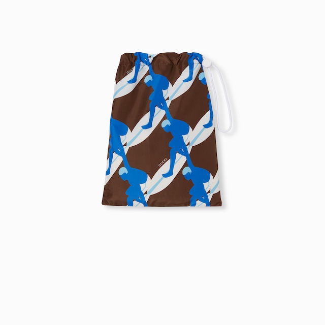 Printed technical poplin swim short